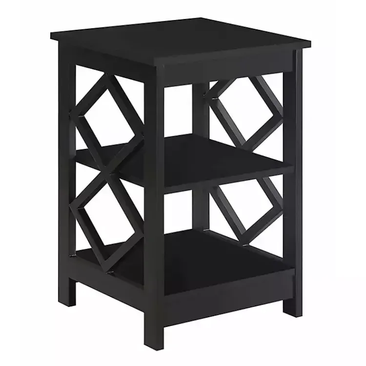 Kirklands Home Wood Diamond 2-Tier Accent Table Black Best