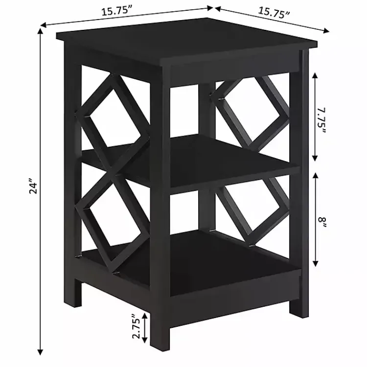 Kirklands Home Wood Diamond 2-Tier Accent Table Black Best