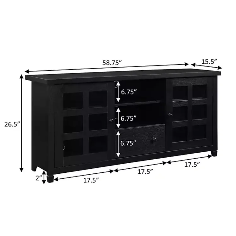 Kirklands Home Wood 2-Door Windowpane Media Cabinet Black Best