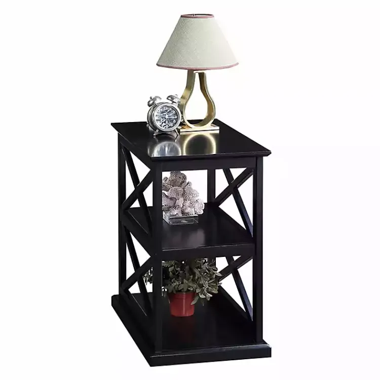 Kirklands Home Wood Double X Sides Accent Table Black Clearance