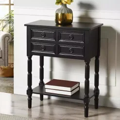 Kirklands Home Wood 4-Drawer Barrett Console Table Black Discount