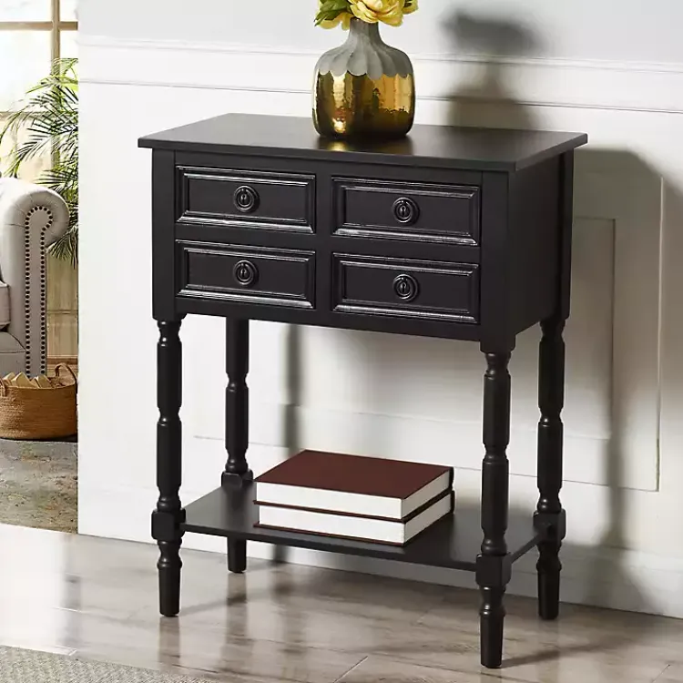 Kirklands Home Wood 4-Drawer Barrett Console Table Black Discount