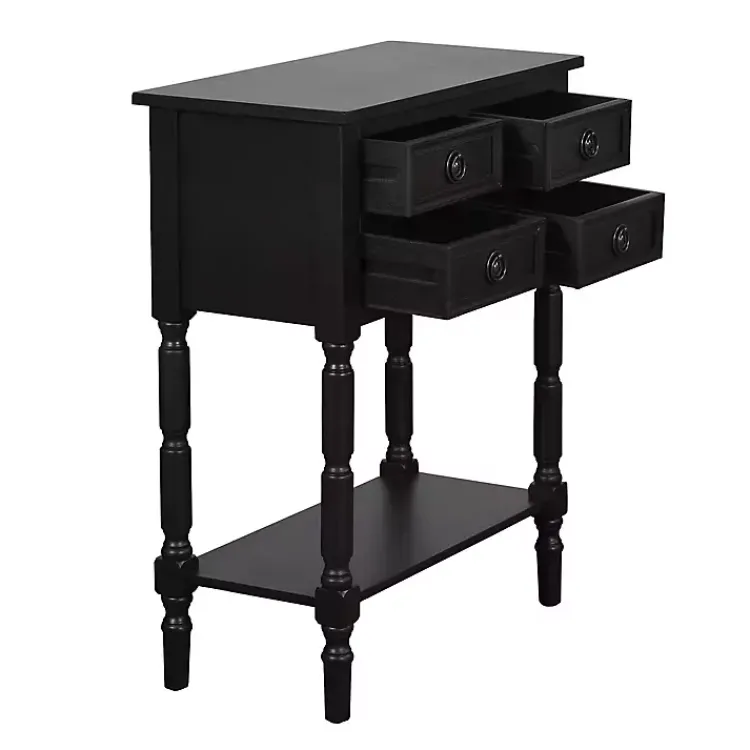 Kirklands Home Wood 4-Drawer Barrett Console Table Black Discount