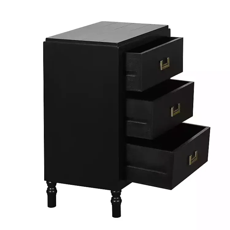Kirklands Home Wood 3-Drawer Layla Nightstand Black Outlet