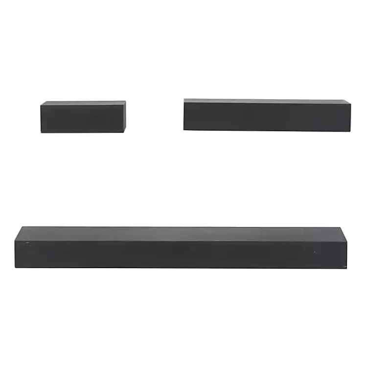 Kirklands Home Wood Floating Shelves, Set of 3 Black New