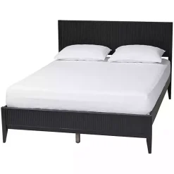 Kirklands Home Wood Fluted Headboard Primrose Queen Bed Black Best