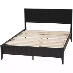 Kirklands Home Wood Fluted Headboard Primrose Queen Bed Black Best