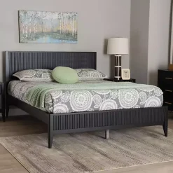 Kirklands Home Wood Fluted Headboard Primrose King Bed Black Hot