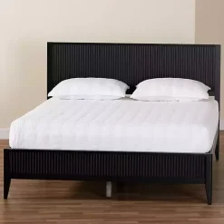 Kirklands Home Wood Fluted Headboard Primrose King Bed Black Hot