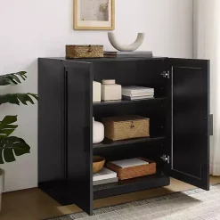 Kirklands Home Wood Grain Stackable Storage Cabinet Black Best