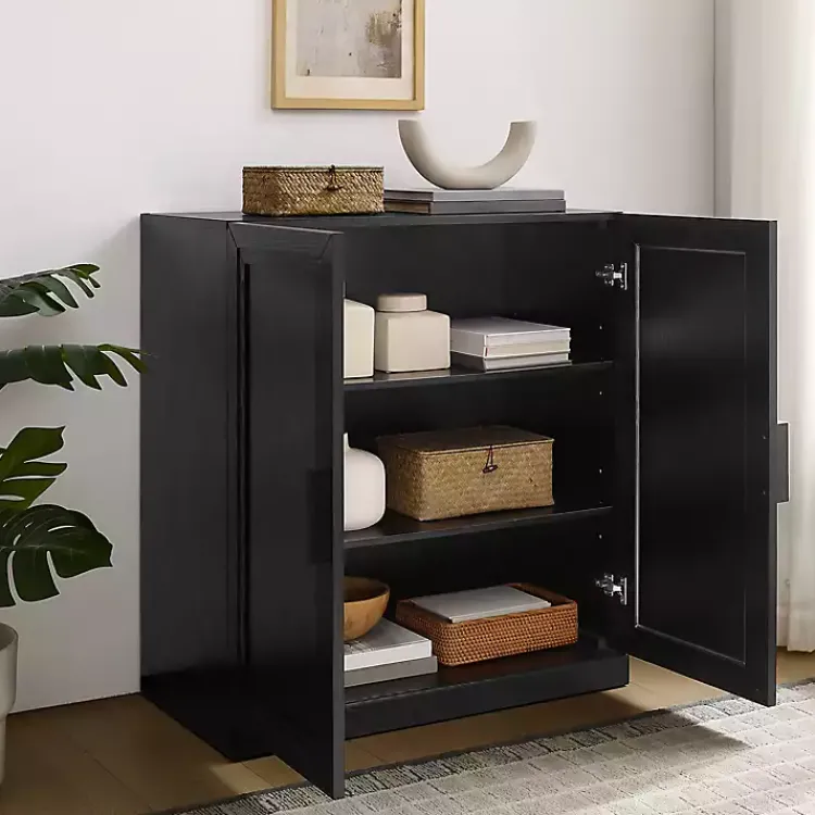 Kirklands Home Wood Grain Stackable Storage Cabinet Black Best