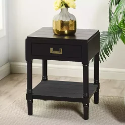 Kirklands Home Wood Layla Accent Table Black Hot