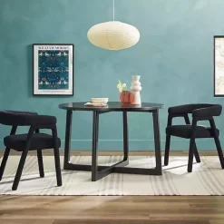 Kirklands Home Wood Modern Round Dining Table Black Clearance