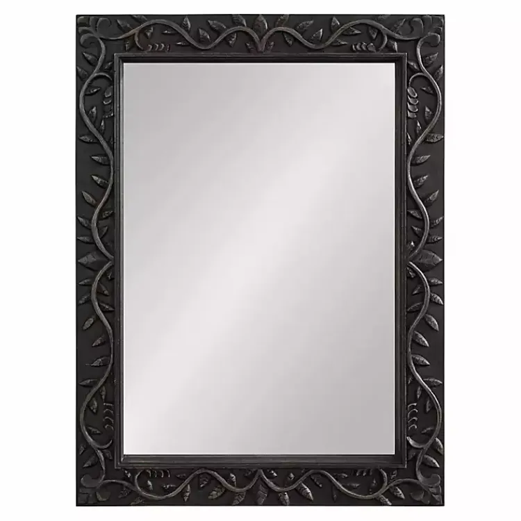 Kirklands Home Wood Ornate Carved Wall Mirror Black Best