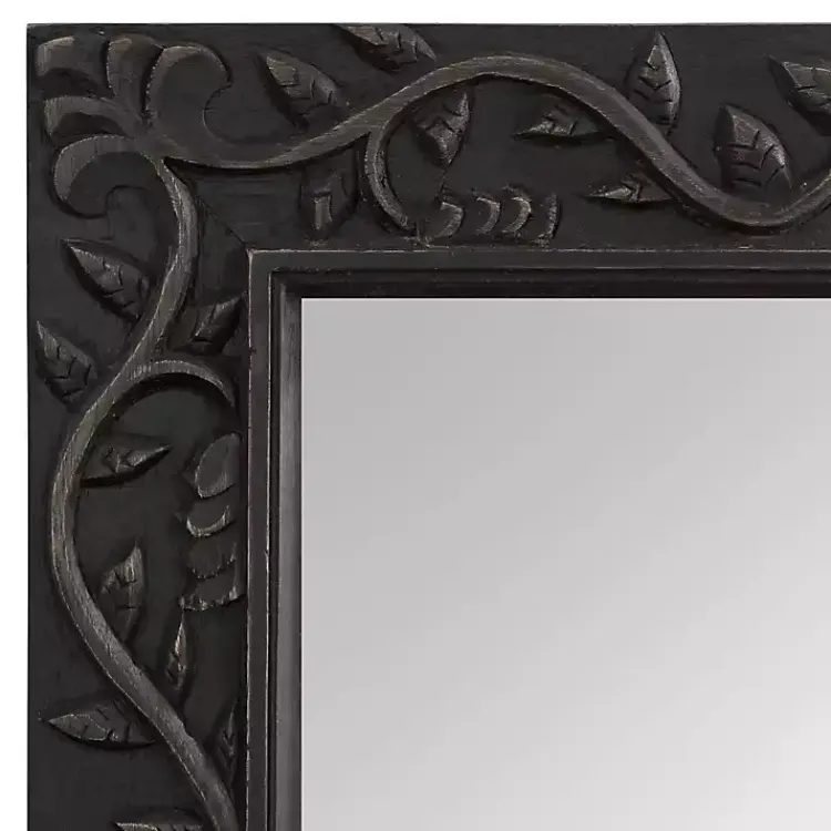 Kirklands Home Wood Ornate Carved Wall Mirror Black Best