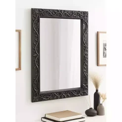 Kirklands Home Wood Ornate Carved Wall Mirror Black Best