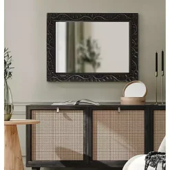 Kirklands Home Wood Ornate Carved Wall Mirror Black Best
