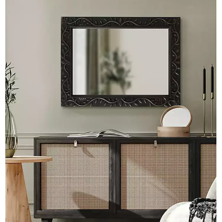 Kirklands Home Wood Ornate Carved Wall Mirror Black Best
