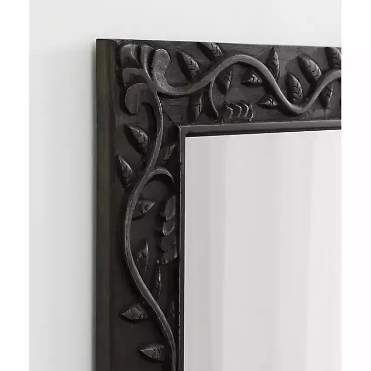 Kirklands Home Wood Ornate Carved Wall Mirror Black Best