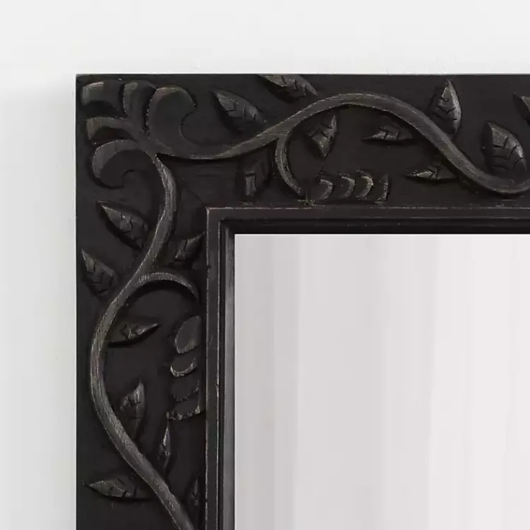 Kirklands Home Wood Ornate Carved Wall Mirror Black Best
