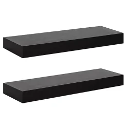 Kirklands Home Black Wood 2-pc. Floating Shelves, 24 in. Sale