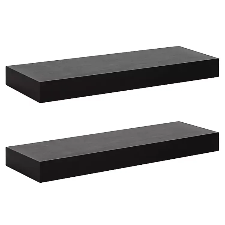 Kirklands Home Black Wood 2-pc. Floating Shelves, 24 in. Sale