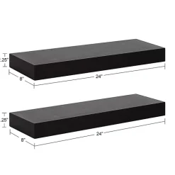 Kirklands Home Black Wood 2-pc. Floating Shelves, 24 in. Sale