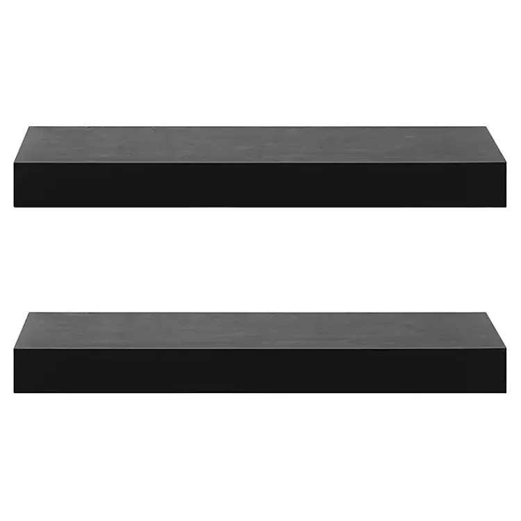 Kirklands Home Black Wood 2-pc. Floating Shelves, 24 in. Sale