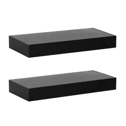 Kirklands Home Black Wood 2-pc. Floating Shelves, 18 in. New