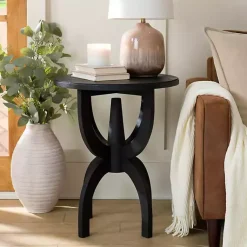Kirklands Home Wood Round Dori Side Table Black Discount