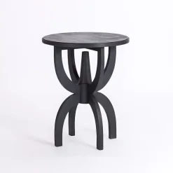 Kirklands Home Wood Round Dori Side Table Black Discount