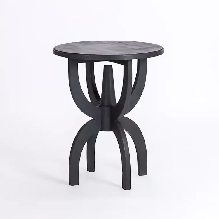 Kirklands Home Wood Round Dori Side Table Black Discount