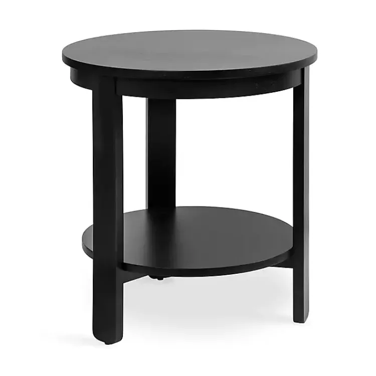 Kirklands Home Wood Round Ford Accent Table Black Outlet