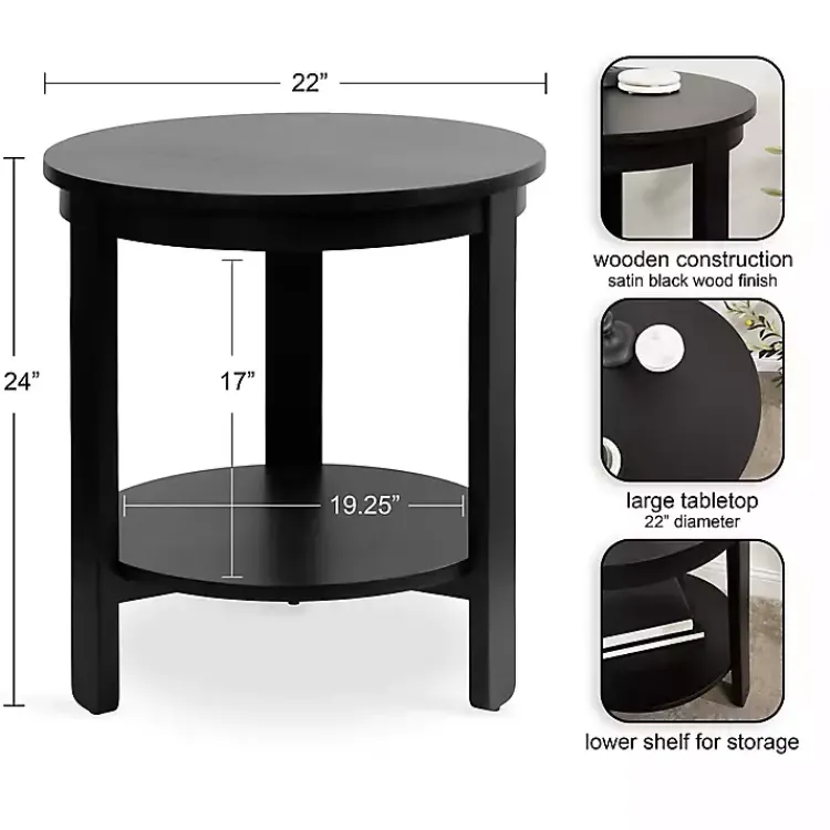 Kirklands Home Wood Round Ford Accent Table Black Outlet