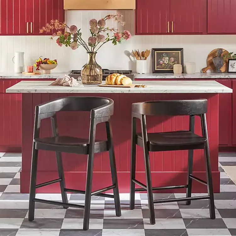 Kirklands Home Wood Rounded Modern Counter Stool Black Best