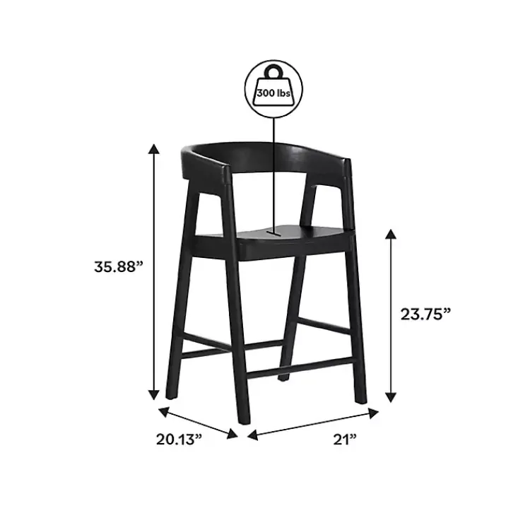 Kirklands Home Wood Rounded Modern Counter Stool Black Best