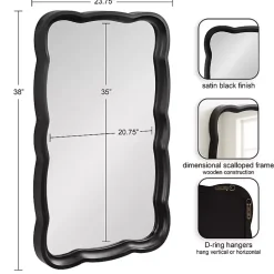 Kirklands Home Black Wood Scalloped Leigh Wall Mirror Discount