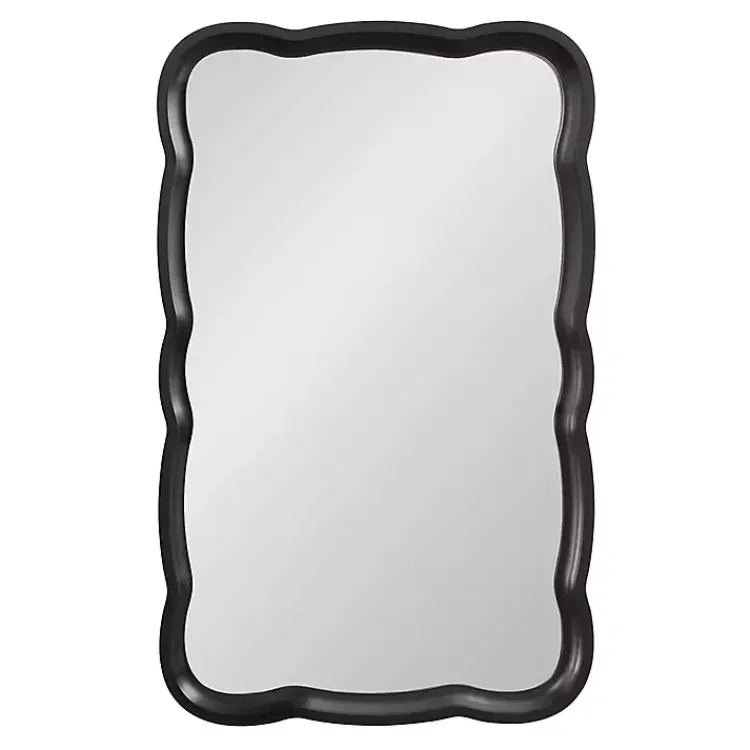 Kirklands Home Black Wood Scalloped Leigh Wall Mirror Discount