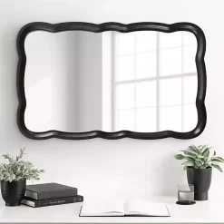 Kirklands Home Black Wood Scalloped Leigh Wall Mirror Discount