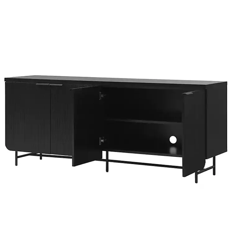 Kirklands Home Wood Scandinavian 4-Door Sideboard Black Hot