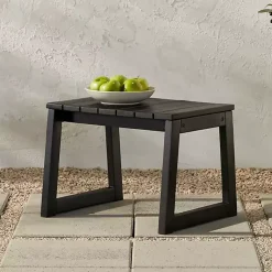 Kirklands Home Wood Slatted Box Leg Outdoor Side Table Black Outlet
