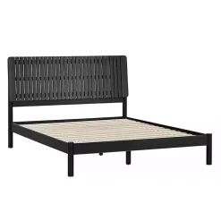 Kirklands Home Wood Slatted Mid-Century Modern Queen Bed Black Best