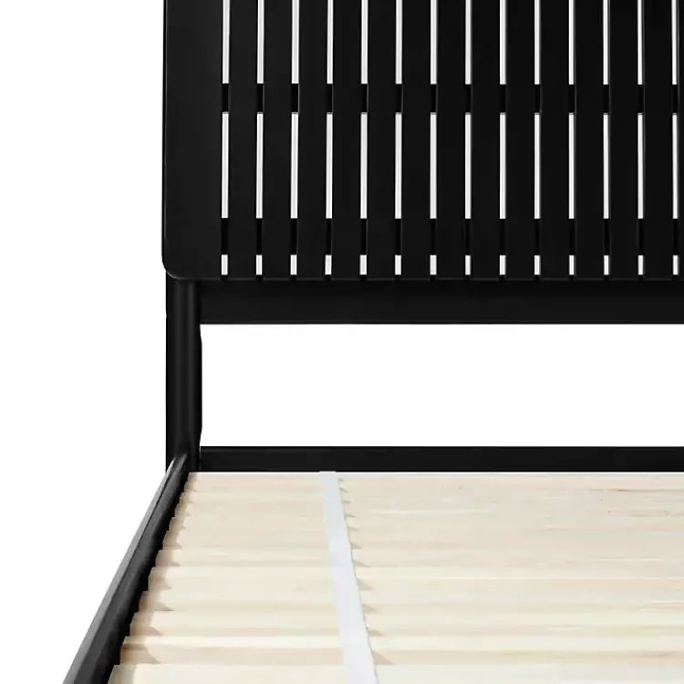 Kirklands Home Wood Slatted Mid-Century Modern Queen Bed Black Best