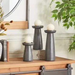 Candle Holders>Kirklands Home Wood Tapered 3-pc. Pillar Candle Holder Set Black
