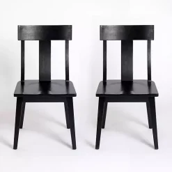 Kirklands Home Wood T-Back Dining Chairs, Set of 2 Black Discount