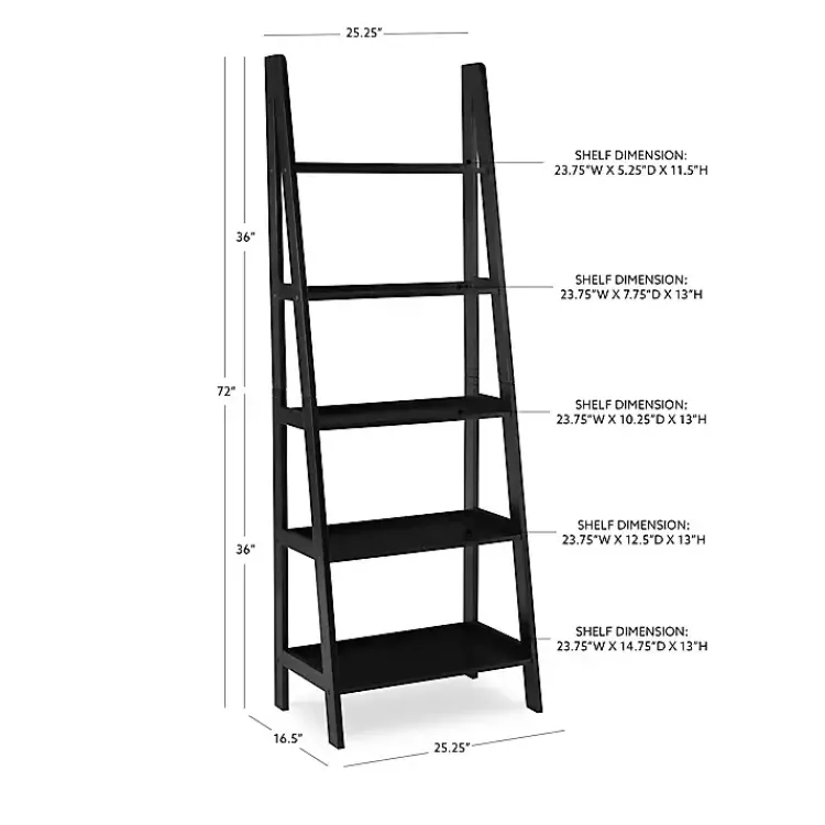 Kirklands Home Wood 5-Tier Ladder Bookshelf Black Sale