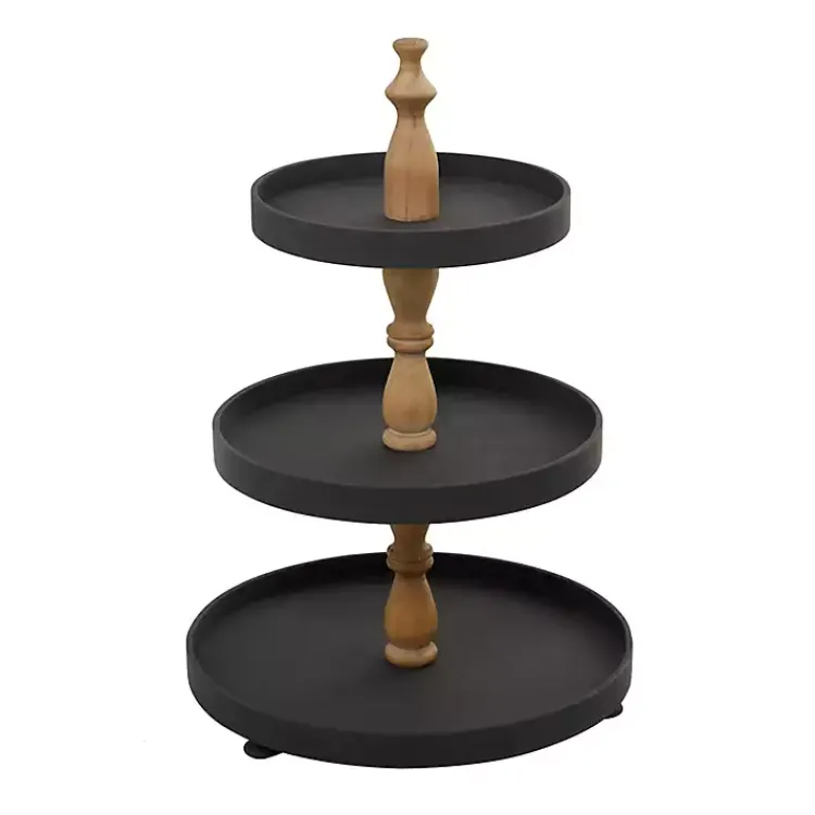 Kirklands Home Wood 3-Tiered Decorative Tray Black Sale