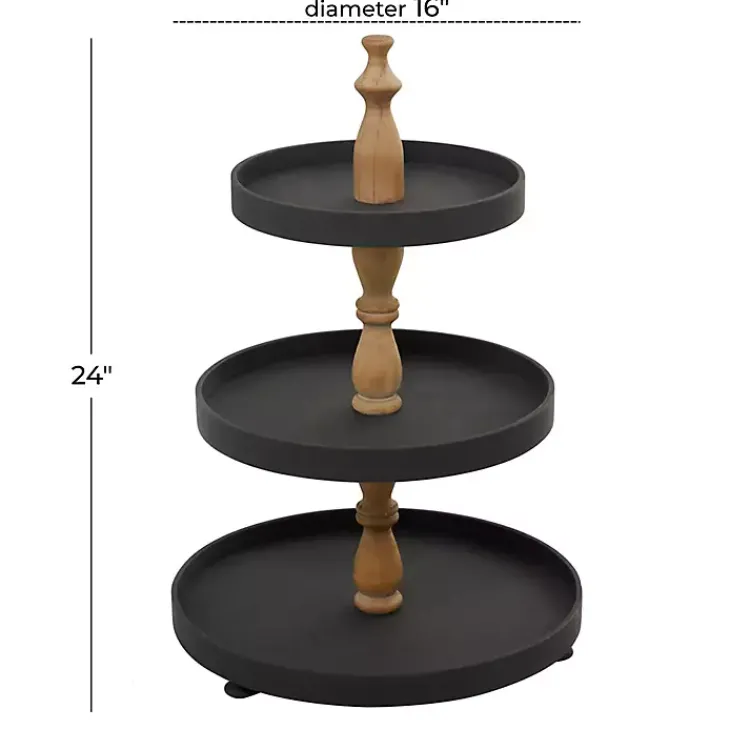 Kirklands Home Wood 3-Tiered Decorative Tray Black Sale