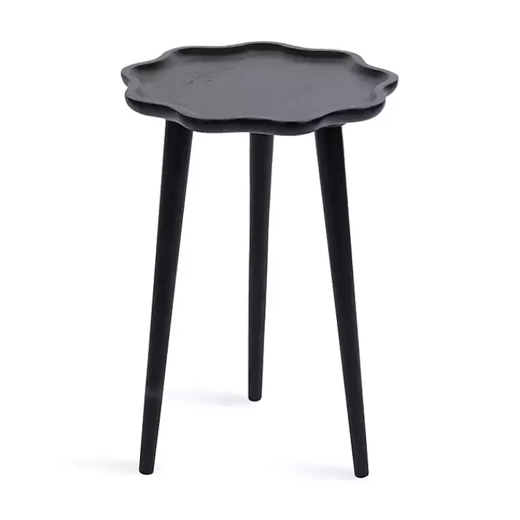 Kirklands Home Wood Wavy Accent Table Black Outlet