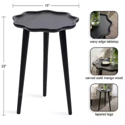 Kirklands Home Wood Wavy Accent Table Black Outlet